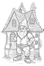 Placeholder: outline art for dwarf house coloring page for kids, white background, sketch style, full body, only use outline, cartoon style, clean line art, no shadows, clear and well outlined