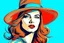 Placeholder: beautiful woman in hat in pop art style vector