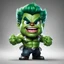 Placeholder: chibi cute caricature of Hulk as a 1950's clown, surrounded by will-o'-the-wisp, elegant, close wiew, dynamic pose, photorealistic rendering --ar 2:3 --stylize 500 --v 6