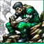 Placeholder: man sitting on a rock Lee Bermejo