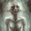 Placeholder: body anormal, cry blood, girl cute, watercolor illustration by <agnes cecile> <John Kenn Mortensen>,