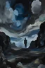 Placeholder: The image features a moody, abstract painting of a figure standing in a desolate landscape, surrounded by swirling clouds and jagged rock formations. A lone figure, appearing to be Diopter, stands confidently with arms crossed, staring out into the horizon. The colors are dark and brooding, with shades of gray, black, and deep blues. The words "The Undeniable Truth" are painted in bold, edgy font at the top of the image, with Diopter's name in smaller, understated letters at the bottom.