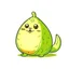 Placeholder: cartoon illustration of an avocado cat ,white background