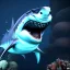 Placeholder: Aquatic angry shark creature with bioluminescent bodyparts, unreal engine 5, 8k resolution, photorealistic, ultra detailed