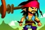 Placeholder: Cartoony and muscular Captain Jack Sparrow, Legend Of Zelda: Wind Waker style, stylized, colorful, adventurous.