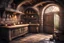 Placeholder: fantasy medieval kitchen with an open door