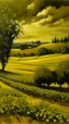 Placeholder: A dark yellow olive field painted by Henry-Robert Brésil