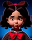 Placeholder: 3D. Hyperrealistic photograph of Mafalda in real life, with a bowtie or butterfly type bow on her head. Straight hair. (((Whole body)))