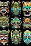 Placeholder: AZTEK SHAPES SUBLIMINAL GHOST FACES CARTOON DANCING STYLE OF HIROKU OGAI