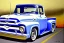 Placeholder: a true-to-life 1956 ford f-100, classic wheels, centered, intricate, extreme detailed, photorealism, center view, suburb background, pivot on ford, pen and color marker, painting by cheryl kelley