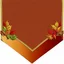 Placeholder: autumn colored cloth banner embroidered with ornamental leaves and filigree + brass, increased thread texture and definition