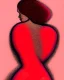 Placeholder: akvarel, woman body red, and golden, abstract, curvy, pastels, light, beautiful curves, woman from back, rosa, circle, back, spine, light, pastel, blurry, postmodern art, graphical, masterpiece, abstract art