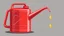 Placeholder: new red oil-can with handle and spout tilted slightly with a drip of oil at the end, vector illustration