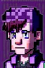 Placeholder: a portrait of a purple Minecraft guy, 2d, large pixel style