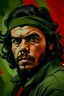 Placeholder: revolutionary portrait of che guevara but with the face of a very emotional Pepe The Frog and he has a perm.