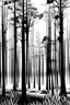 Placeholder: forest in black and gray on a white background in futuristic style