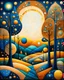 Placeholder: Gorgeous amazing patchwork, Kandinsky dot line drawing, highly detailed, exquisitely intricate, beautiful, clear, high quality, colorful, great golden sunset, fantastic - Daniel Merriam, Iwona Lifsches, Alex Alemany, fractal, mosaic, layers, multidimensional, 3D, teal sparkling trees, glistening gold leaves, skyline, . Starry night. Gustav Klimt, purple flowers, sunflowers, gray clouds Modifiers: extremely detailed intricate beautiful imperial colors high definition hdr Leonid Afremov Big round