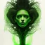 Placeholder: magnificient black medusa, spray paint, chalk,magic light fountain, green background