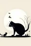 Placeholder: create A minimalist, design with a vintage twist, featuring a cat hunting a mouse