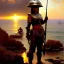 Placeholder: portrait 'busty woman fishermen with the trophy of Her life ',ancient metal armor and helmet ,painting by gaston bussiere, greg rutkowski, yoji shinkawa, yoshitaka amano, tsutomu nihei, donato giancola, tim hildebrandt, oil on canvas, cinematic composition, extreme detail,fit full head inside picture,16k