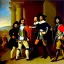 Placeholder: oil on canvas portrait of The Three Musketeers and d'artagnan with armor by Jacques-Louis David 8k