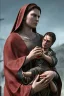 Placeholder: The Virgin Mary holds Christ in her arms, cries with blood, resident evil, resident evil, horor, photorealistic illustration, 8k