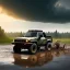 Placeholder: hyperrealistic shot, muddy military toy truck, monotone color palette, sharp focus, puddle reflection, tire water splash, refraction, mist on the horizon, shadowcast, detailed and intricate, cinematic composition, micro, tilt shift photography