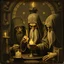 Placeholder: Daguerrotype close up some mysterious figures, odd background, alchemists, ritual, Hieronymus Bosch Max Ernst ambient light, by Minicavio Quollati and Marlost Endgulp, Amano, Botticelli, Alphonse Mucha