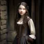 Placeholder: pretty girl, aged 17, brunette, conventionally attractive, medieval, full length, flirtatious