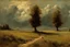 Placeholder: Trees, clouds, 2000's gothic films influence, willem maris and friedrich eckenfelder impressionism painting