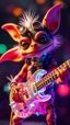 Placeholder: a psychedelic charming muppet show gekko gremlin rock star with space laser transparent prismatic guitar in the style of Escher, bokeh like f/0.8, tilt-shift lens 8k, high detail, smooth render, down-light, unreal engine, prize winning