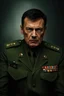 Placeholder: portrait of a 50 year old evil military leader. sneering expression, dark short hair,