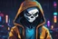 Placeholder: Sans in 8k cartoon artstyle, hacker them, neon effect, close picture, rain, fantasy world, intricate details, highly detailed, high details, detailed portrait, masterpiece,ultra detailed, ultra quality