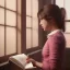 Placeholder: reading a book by the window studying girl, ultra detail, curl hair, realistic photo unreal engine, cinematic lighting --ar 1:1 creative