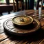 Placeholder: una moneda encima de una mesa antigua en una zona de aventura