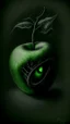 Placeholder: pencil drawing of poison apple. Spooky, scary, halloween, realistic, black paper, green poison