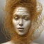 Placeholder: Woman face made of golden metal wires