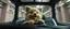 Placeholder: car driving happy 2d rambo fluffy dwarf dog in the style of Escher and Giger and Fallout 4, pinhole cam, airbrush 3d rendering, on tv screen:A five-second cinematic single take in a clean industrial presentation hall.