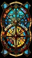 Placeholder: a stained glass picture of a compass, epic legends, north, south, west, east, symmetrical compass, compass stylized, intricate art deco patterns, intricate stained glass triptych, 4 k symmetrical compass, 4k symmetrical compass, in style of old compass, ios app icon, stained glass art, app icon, game icon asset, dishonored