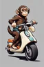 Placeholder: Monkey riding on a scooter going fast, cartoonize, logo