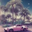 Placeholder: 1980's aesthetic vaporwave palm trees and spheres and Porsche