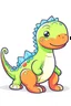 Placeholder: cute dinosaur colored with basic colors, full body, defined lines, no shadows, white background, clear and well. This generation should be colored only with the colors black, red, green, yellow, light blue, blue and orange