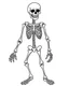 Placeholder: outline art for halloween coloring pages for kids with cartoon cute skeleton , white background, Sketch style, full body, only use outline, clean line art, white background, no shadows and clear and well outlined, coloring page for kids,