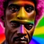 Placeholder: masterpiece, best quality, old man, dark skinned, sparkling eyes, fluorescent skin, colorful makeup, afro, head shot, highly detailed body, sun light, 4K, RAW, depth of field, high contrast, realistic details, 24mm