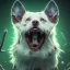 Placeholder: Dog, monster, green, horror, teeth, gore, blood, masterpiece, expert, 8K, hyperrealism, sharp focus, cinematic lighting