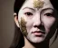 Placeholder: Realistic image portrait. Sweet face traditional japanese porcelain mask. 4k resolution, intricate details, ornate details, soft lighting, unreal engine 5.