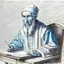 Placeholder: Muslim scholar from the seventh century pencil sketch