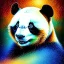 Placeholder: Dibujo al oleo de un oso panda con nubes de colores estilo Vincent van Gogh