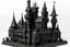 Placeholder: A black clockwork castle with a stronghold designed in German folk art