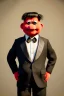 Placeholder: Waist up muppet Portrait, Kim Jong-un muppet doll, black suit, photo studio, red background, unreal engine 5, concept art, art station, ray tracing, lumen lighting, ultra detail, volumetric lighting, 3d.